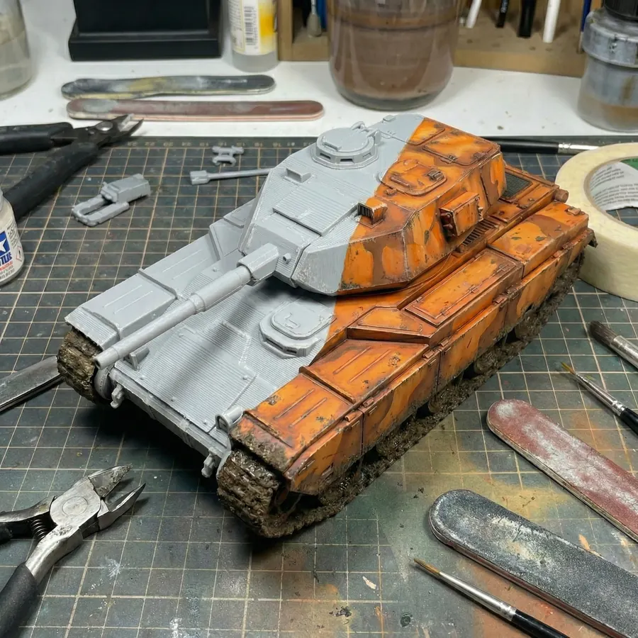 3D-gedrucktes Panzermodell, Diorama-Bemalung mit 3D Model Color