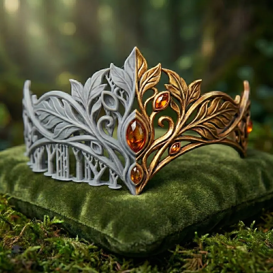 3D-gedrucktes Diadem als Requisite, veredelt mit 3D Model Color