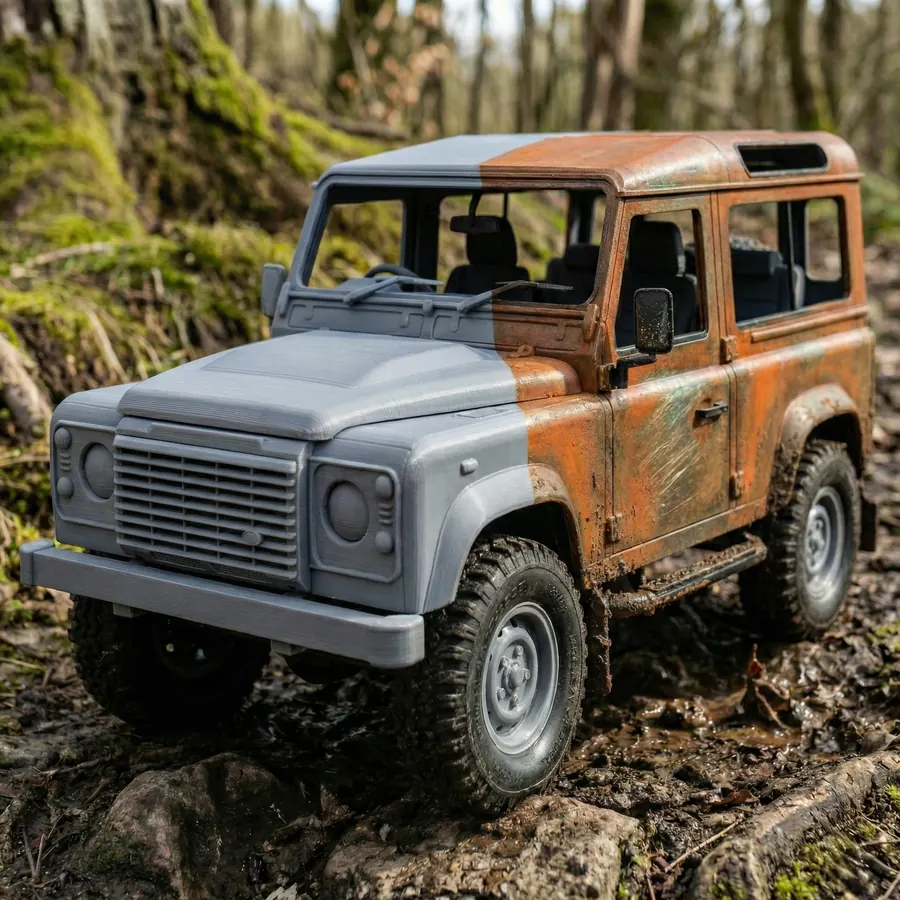 RC-Geländewagen-Karosserie aus dem 3D-Drucker, bemalt mit 3D Model Color