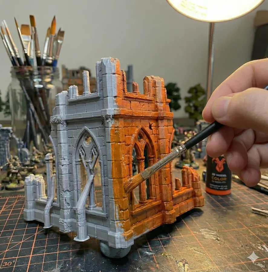 Tabletop-Gelände aus dem 3D-Drucker, bemalt mit 3D Model Color